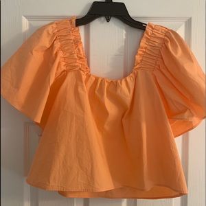 Zara puff sleeve ruffle top